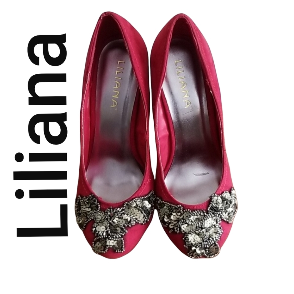 Liliana red suede heels women size 8.5